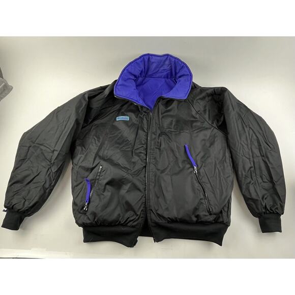 Vtg Columbia Womens Reversible Jacket Coat Purple Black Radial Sleeve 2XL Nylon - Picture 2 of 16